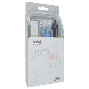Trusa geometrie 8 piese/set mina 0,7mm WTB-2921 Wentaibo bleu