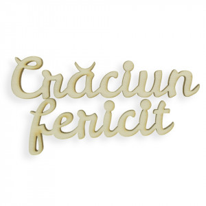 Urare placaj -Craciun fericit- 2 piese 9+7x2cm