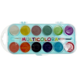 Acuarele 12 culori x 3cm cu pensula multicolora Daco AR123