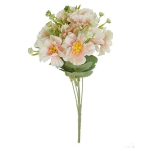 Anemone galben/roz textil si plastic 28cm 5 fire/buchet