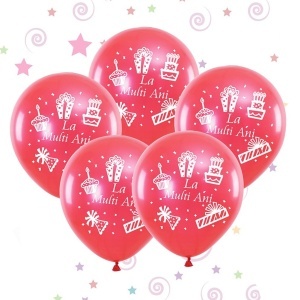 Balon rosu cu inscriptie La Multi Ani 25cm 20/set 075971 - Img 2