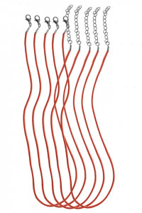 Baza colier imitatie piele 3mm x 45/50cm 5/set rosu