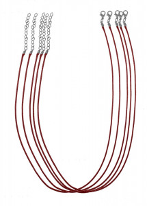 Baza colier snur lucios cerat rosu 1mm x 50cm 5/set