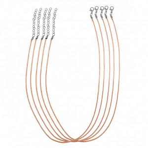 Baza colier snur lucios cerat somon 1mm x 50cm 5/set