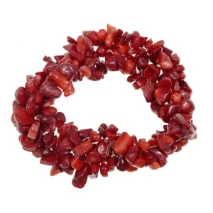 Bratara pietre semipretioase chips Coral 17-20mm pe fir elastic - Img 2