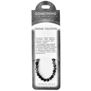 Bratara pietre semipretioase Obsidian - Fulg de nea 6,5mm pe fir elastic