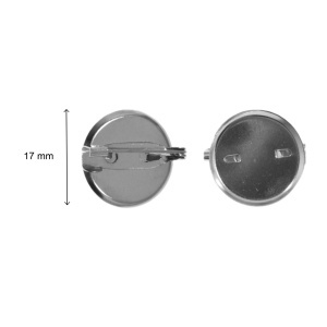 Brosa baza argintiu inchis 19mm pentru cabochon rotund 17mm 10/set - Img 2