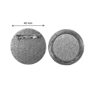 Brosa baza argintiu inchis 40mm pentru cabochon rotund 29mm 2/set B41 - Img 2