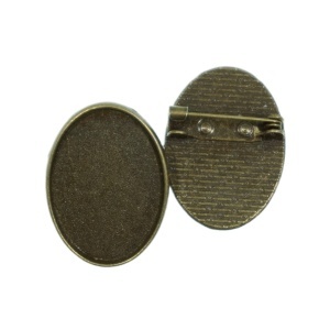 Brosa baza bronz 20x27mm cabochon oval 18x25mm 2/set B36