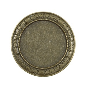 Brosa baza bronz 41mm cabochon rotund 30mm B123