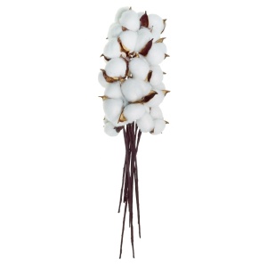 Bumbac artificial natur cu tija 25-30cm 10/set