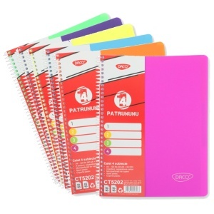 Caiet studentesc matematica + dictando cu spira coperta plastic culori diverse A4 70g 120 file Daco CT5202