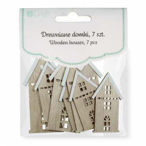 Casuta lemn 2D natur 2 modele 3,9x6,7cm/4,9x10cm 7/set DPDN-210