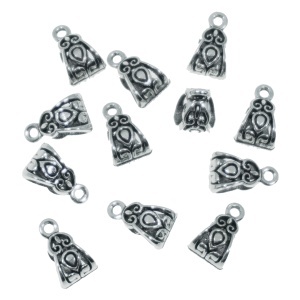 Charm metalic argintiu inchis lacrima 13x8x8mm 12/set