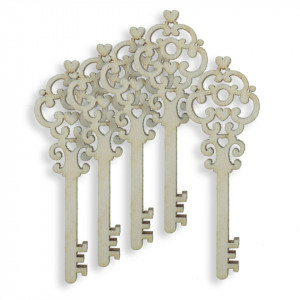Cheie placaj natur model 4 6x2cm 5/set