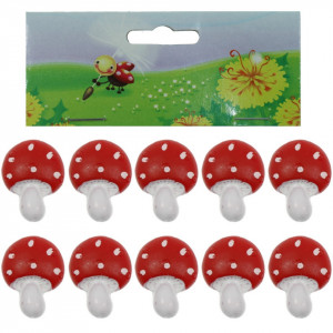 Ciuperca rasina rosu cu alb cu adeziv 2cm 10/set Canea RD19-0461