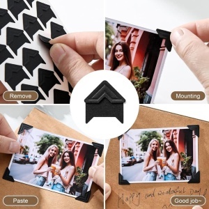 Coltar autoadeziv pentru fotografii 1,5x1,5x2cm negru 240/set - Img 3