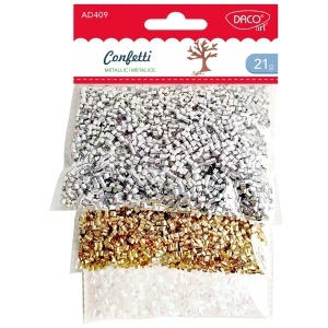 Confetti plastic argintiu/auriu/alb 21g Daco AD409