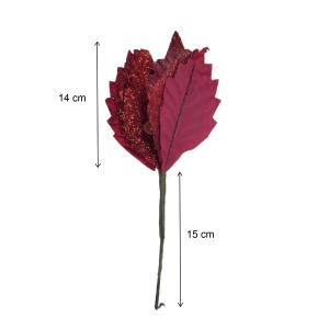 Craciunita rosie si sclipici rosu 14cm cu tija 15cm 2/set - Img 2