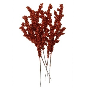 Crenguta bobite rosii cu sclipici (ilex) 20cm 5/set