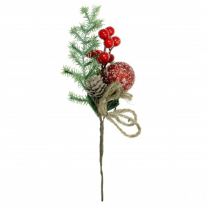 Crenguta cu bobite rosii glob si con 25cm
