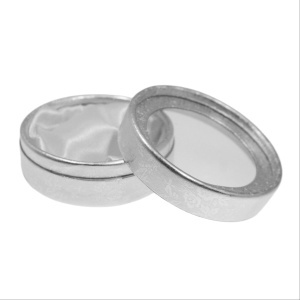 Cutie carton bijuterii rotunda cu fereastra 8,4x3,5cm argintiu - Img 2