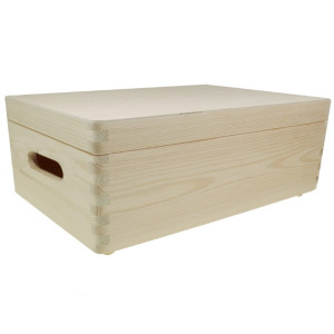 Cutie lemn dreptunghiulara cu manere decupate si picioare 39,5x29,5x14cm SD140A