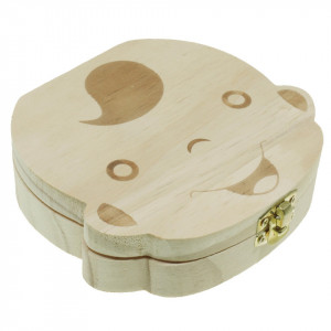 Cutie lemn pentru dintisori baietel model 2 cu inchizatoare clapeta 12,5x11x2,8cm nefinisata