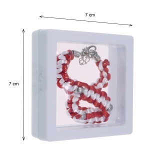 Cutie plastic bijuterii patrata tip rama cu folie fixare 7x7x2cm 2/set alb FN36B - Img 2