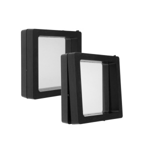 Cutie plastic bijuterii patrata tip rama cu folie fixare 7x7x2cm 2/set negru FN36A