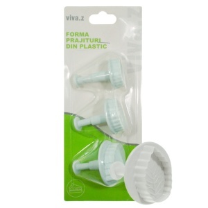 Decupator plastic cu piston frunza 2,5-3,7cm 3/set T04041