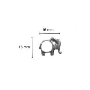 Distantier metalic argintiu elefant 16x13mm 6/set - Img 2