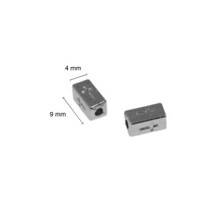 Distantier metalic argintiu inchis paralelipiped model cruce 4x4x9mm 10/set - Img 2