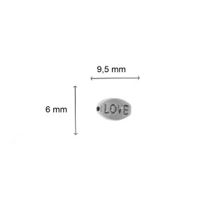 Distantier metalic argintiu inscriptie love 9,5x6mm 20/set - Img 2