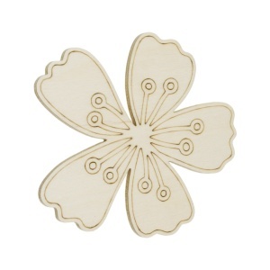Floare 5 petale placaj pirogravat 9x9cm