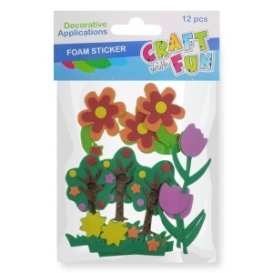 Floare/copac/iarba carton buretat cu adeziv 5-7cm 12/set 463742