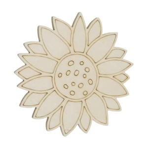 Floare model crizantema placaj pirogravat 8,5x8,5cm