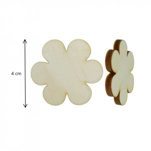 Floare placaj 6 petale 1 plina + 1 decupata 4x4cm 2/set - Img 2