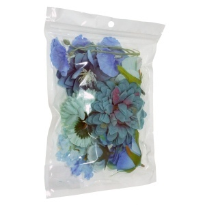 Floare textil modele diverse albastru/ vernil 4-9cm 10/set T090444 - Img 2