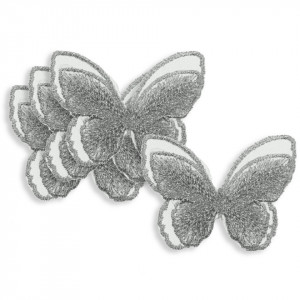 Fluture textil gri 6cm 4/set - Img 1