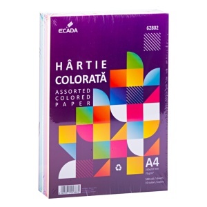 Hartie color 10 culori A4 75g 500/set Ecada 62802