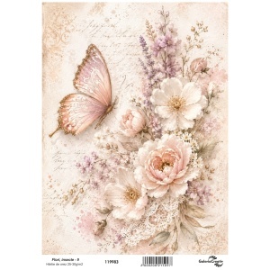 Hartie de orez Flori, insecte - 9 20x27,5cm