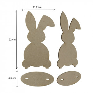 Iepure mdf 22x11,2cm cu suport oval 12,8x5,5cm - Img 2