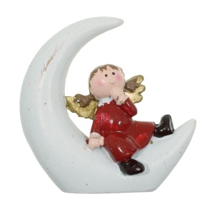 Inger pe luna ceramica alb, rosu, auriu model 2 6x1,8x6cm DD62566