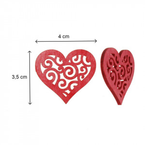 Inima lemn rosie filigranata 4x3,5cm 12/set Canea 253CAN1449_R - Img 2