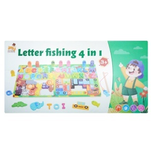Joc educativ din lemn 4 in 1 - La pescuit cu Alfabet - multicolor 23x45,5cm 59 piese + suport - Img 3