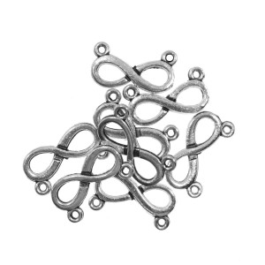 Link metalic argintiu simbol infinit 20x11mm 8/set