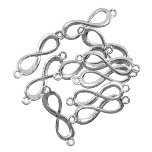 Link metalic argintiu simbol infinit 30x8mm 10/set