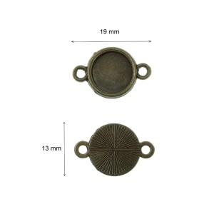 Link metalic bronz baza cabochon 19x13mm interior 9,6mm 10/set LK30 - Img 2