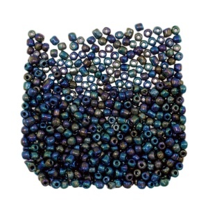 Margele nisip rotunde bleumarin/mov/verde metalizat 4mm 60g